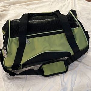 Small Pet Carrier with removable adjustable shoulder strap and phone pocket
